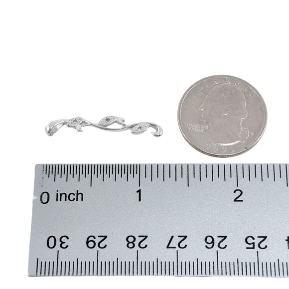 Vintage Sterling Silver 925 Diamond 0.03ctw Leaf Pendant - Picture 5 of 6